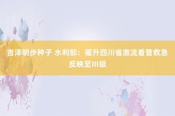 吉泽明步种子 水利部：擢升四川省激流看管救急反映至Ⅲ级