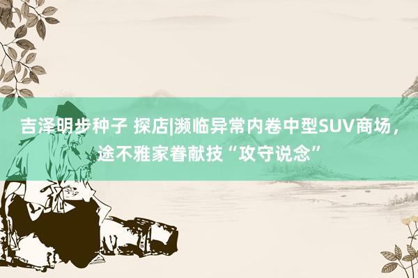 吉泽明步种子 探店|濒临异常内卷中型SUV商场，途不雅家眷献技“攻守说念”