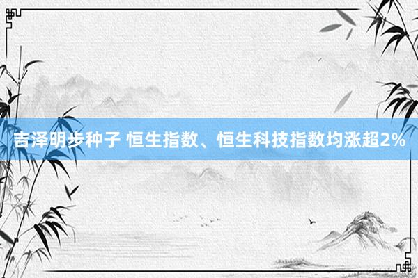 吉泽明步种子 恒生指数、恒生科技指数均涨超2%